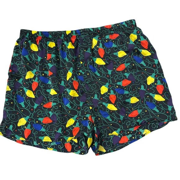 Mens 100% Silk Boxer Shorts Size XL Christmas Lights Holiday Vintage - Picture 1 of 4